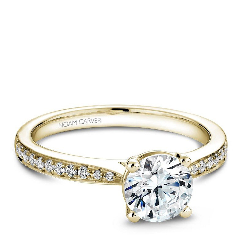 Gold Diamond Pavé Band Engagement Ring