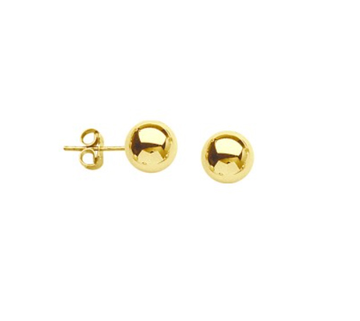 14K Yellow Gold 3 MM Ball Stud Earrings