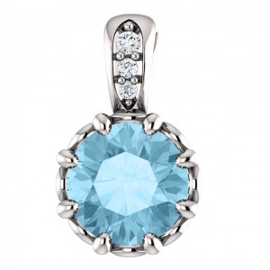 Aquamarine Diamond Pendant AL