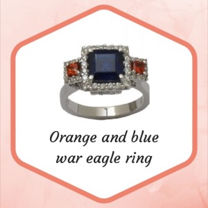 Orange and blue war eagle ring