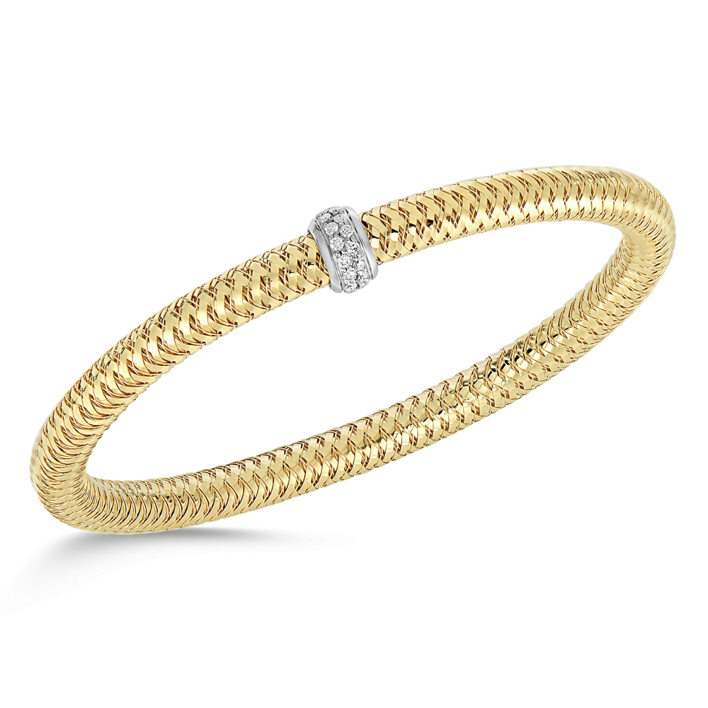Roberto Coin Primavera Flexible Bangle in 18KY with Diamonds