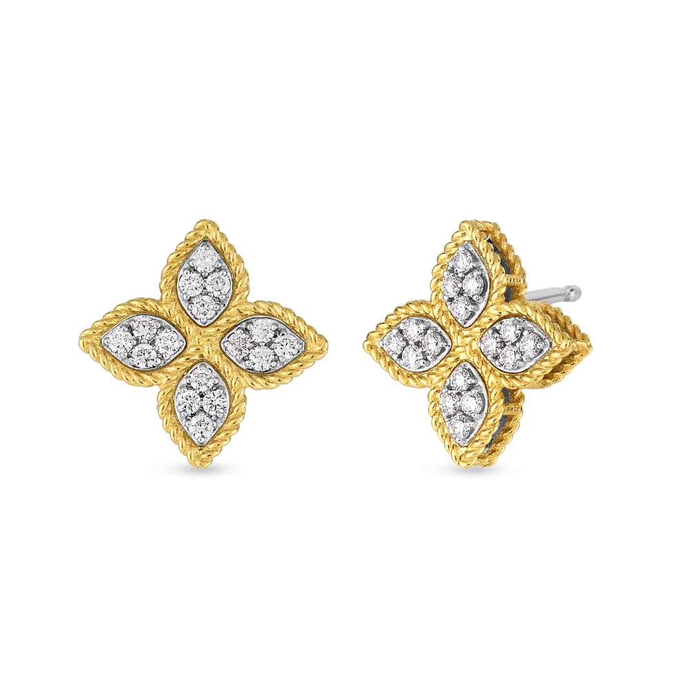 Roberto Coin Princess Flower Medium Stud Earring with Diamonds