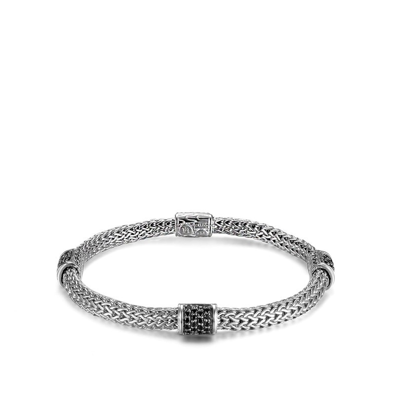 John Hardy Classic Chain 5mm Station Bracelet with Black Sapphire