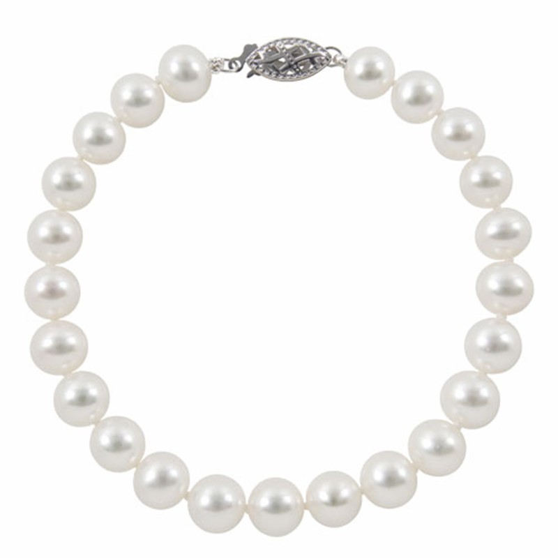 6x7mm Fresh Water Pearl Bracelet in 14K White Gold