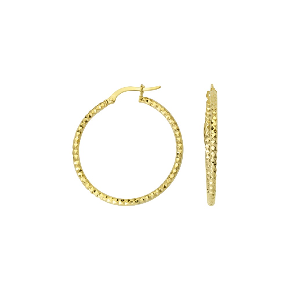 Fancy 25MM Diamond Cut Hoops 10KY