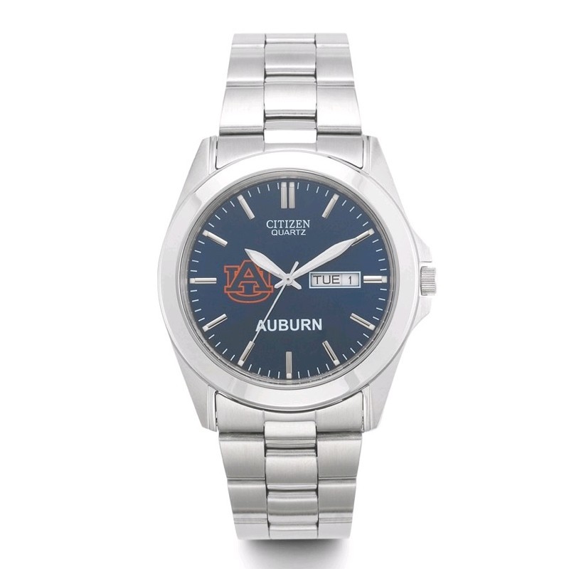 39mm Stainless Steel Watch with Blue Dial and Orange AU Logo