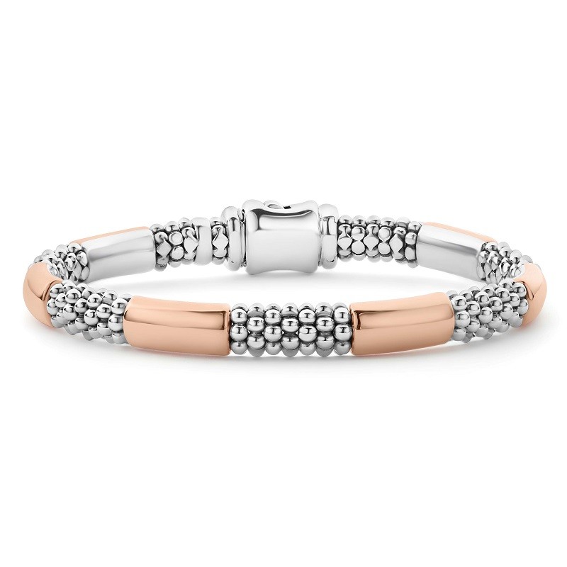 Lagos 6mm Rose Gold Station Caviar Bracelet