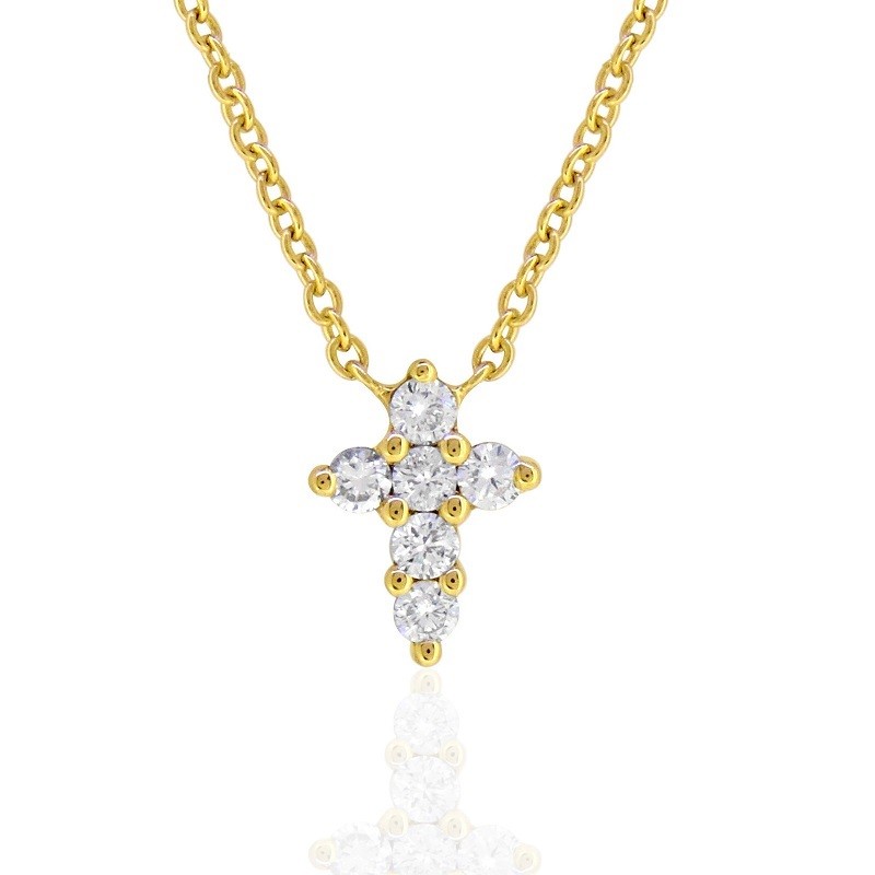 10K Yellow Gold Small Diamond Cross