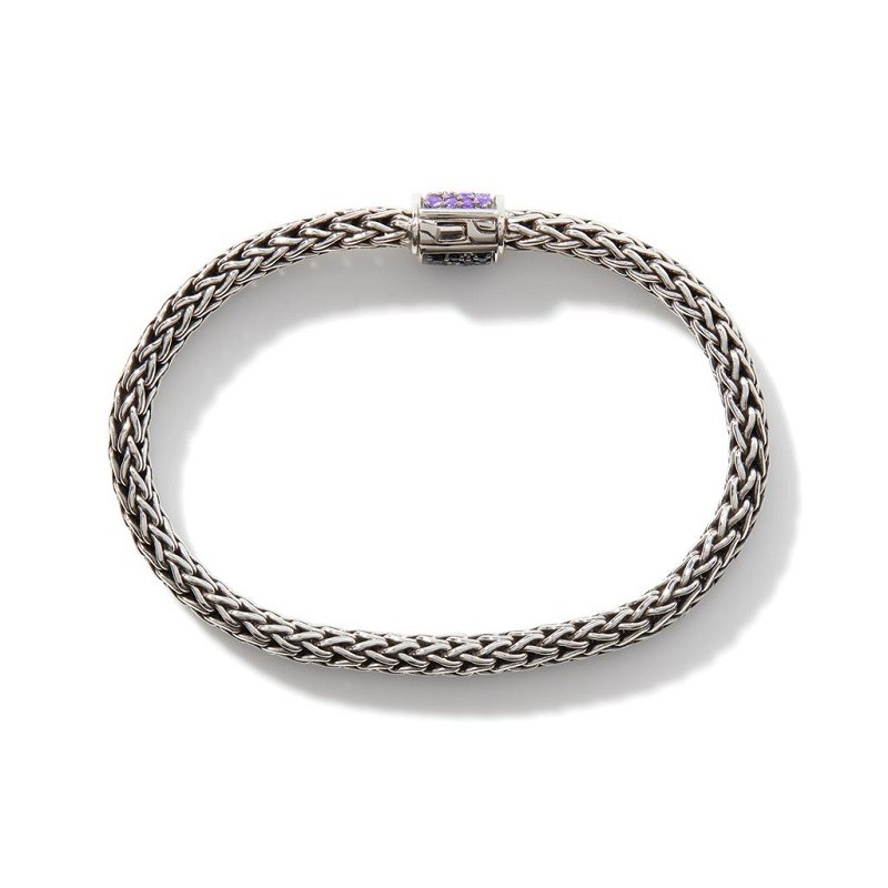 John Hardy Classic Chain 6.5mm Reversible Bracelet with Amethyst