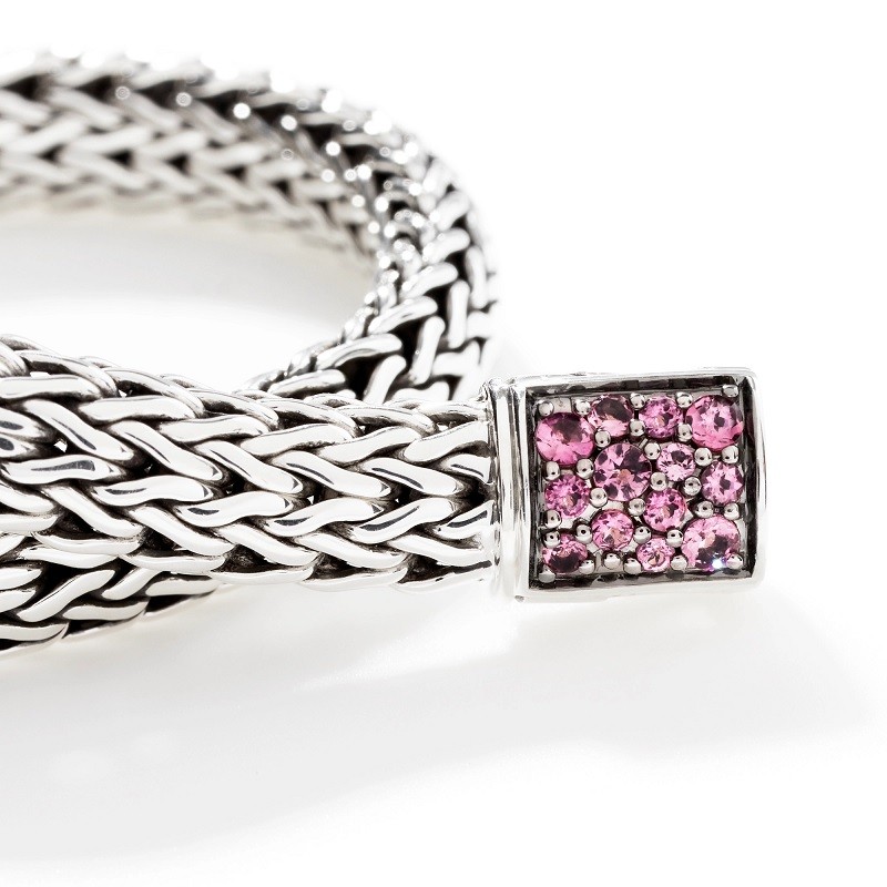 John Hardy Classic Chain 6.5mm Reversible Bracelet with Pink Tourmaline