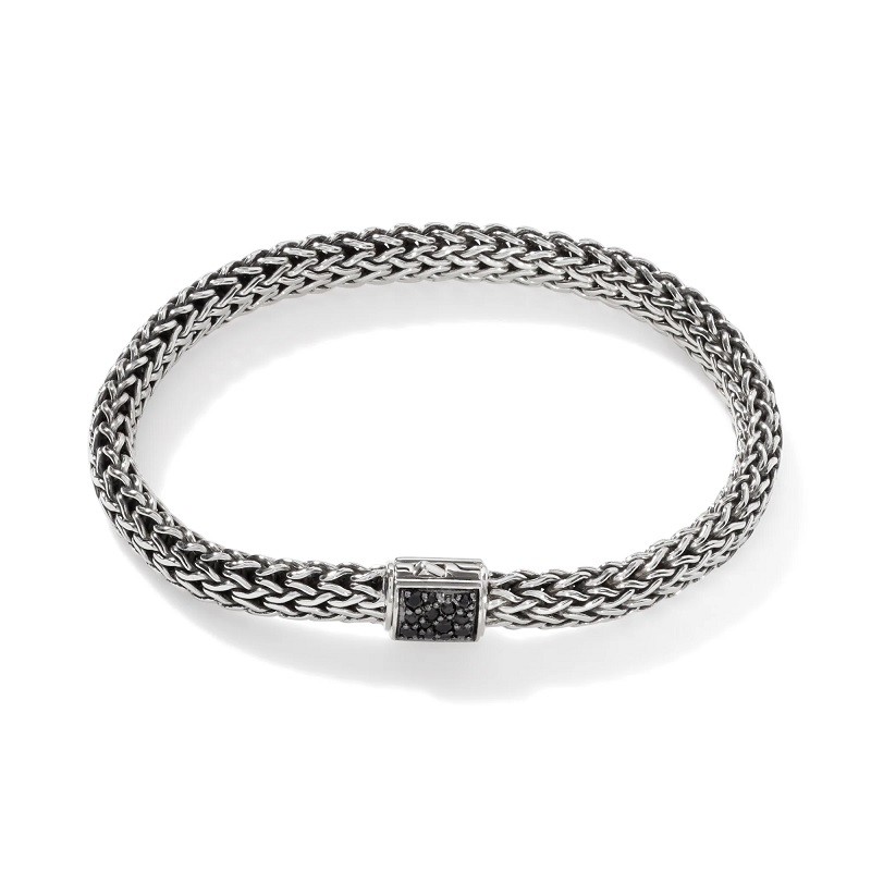John Hardy 6.5mm Reversible Bracelet with Diamond and Black Sapphire
