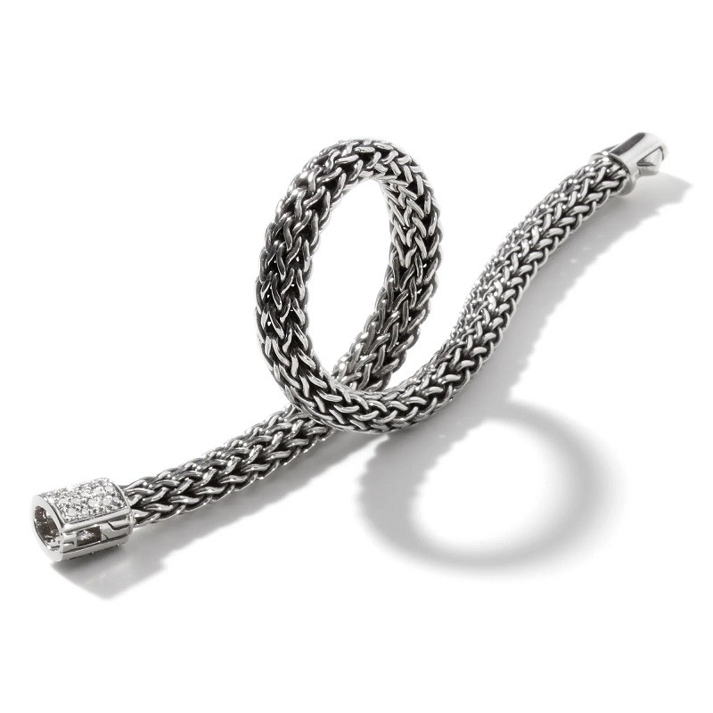 John Hardy 6.5mm Reversible Bracelet with Diamond and Black Sapphire