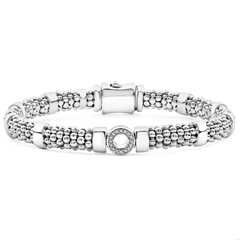 Lagos Small Single Station Diamond Circle Caviar Bracelet