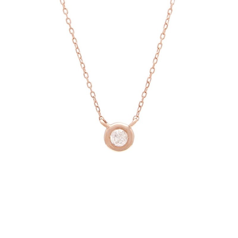 Large Diamond Bezel Necklace in Rose Gold