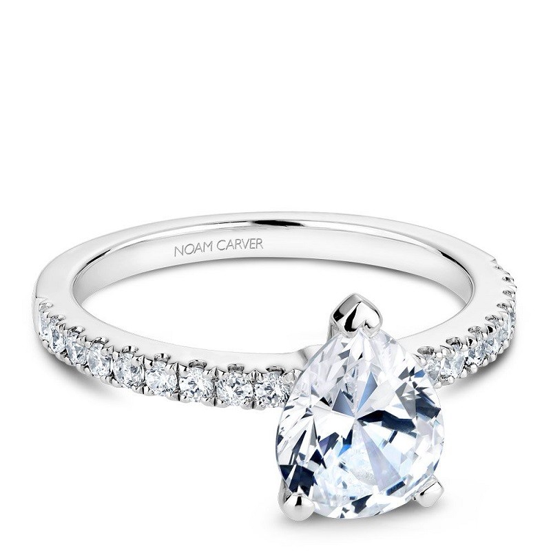 Pear Engagement Ring With Pavé Band
