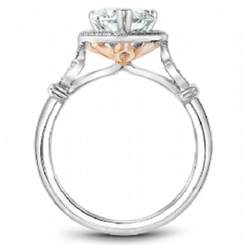 Vintage Pear Engagement Ring with Rose Accents
