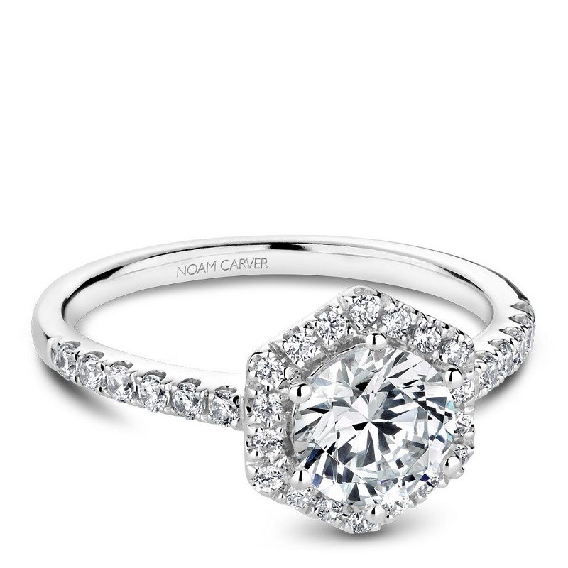 Engagement Ring With Hexagonal Halo