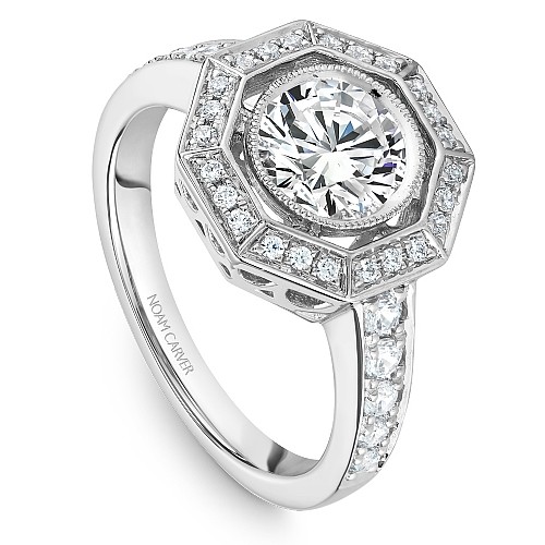 Bezel-Set Engagement Ring With Halo