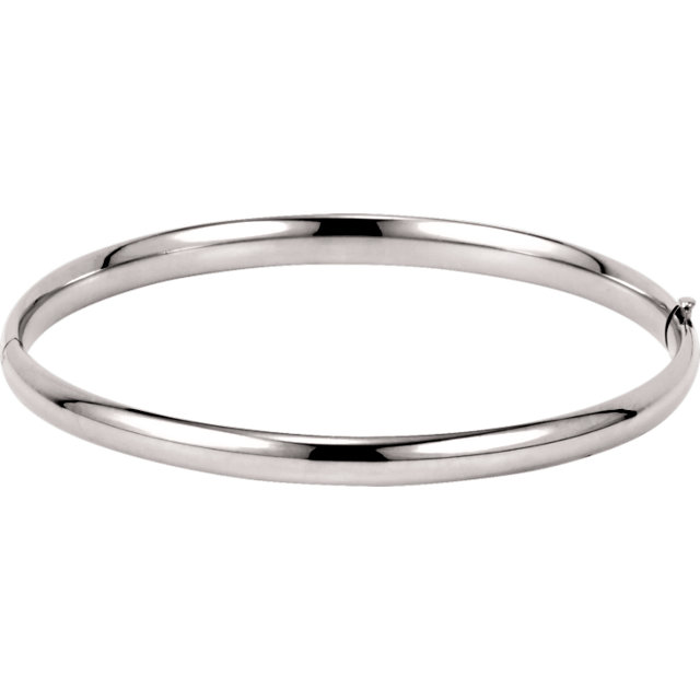 14K Polished White Gold Bangle
