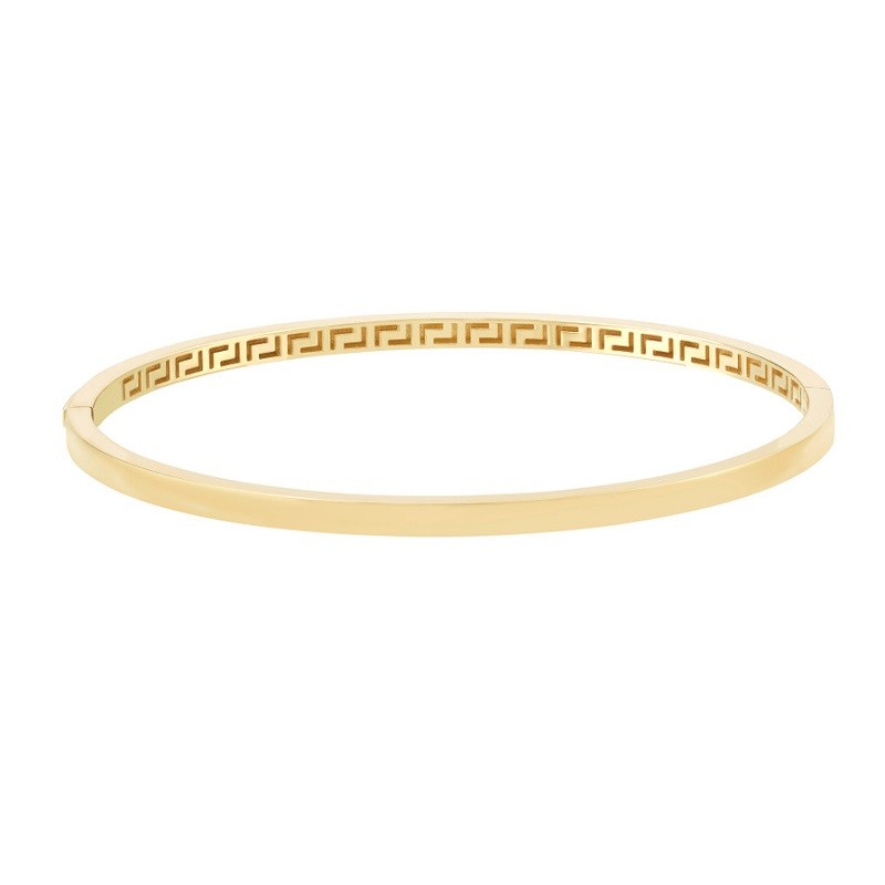 14KY Square Bangle with Greek Inside