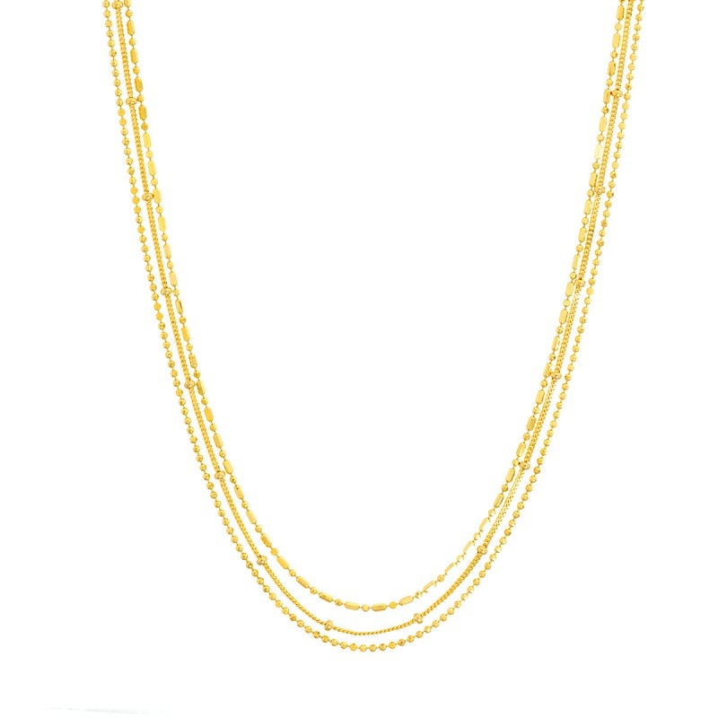 14KY Beaded Triple Strand Necklace