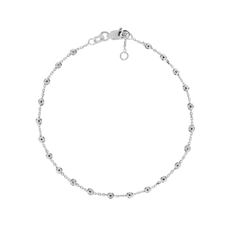 14K White Gold Beaded Bracelet