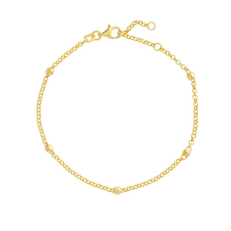 14K Yellow Gold Bead Station Bracelet