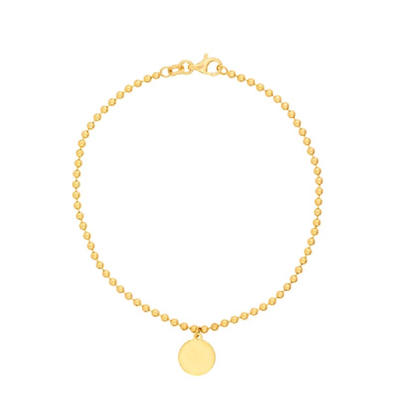 14K Yellow Gold Bracelet with Dangle Disc