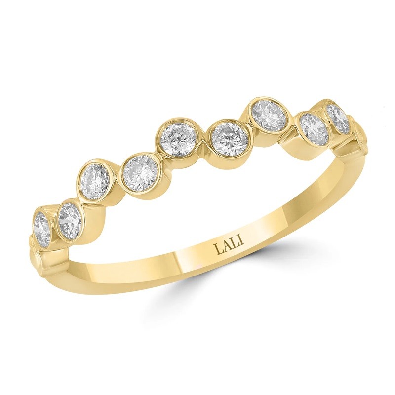 Bezel-set Bubble Diamond Band in 14K Yellow Gold
