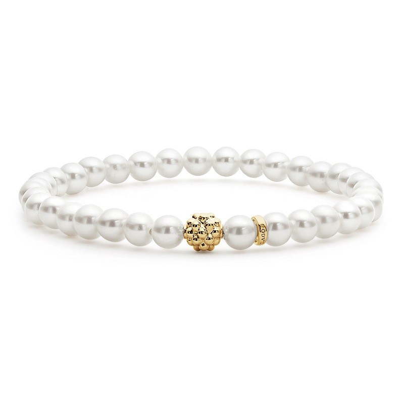 Lagos Pearl Gold Station Bead Bracelet