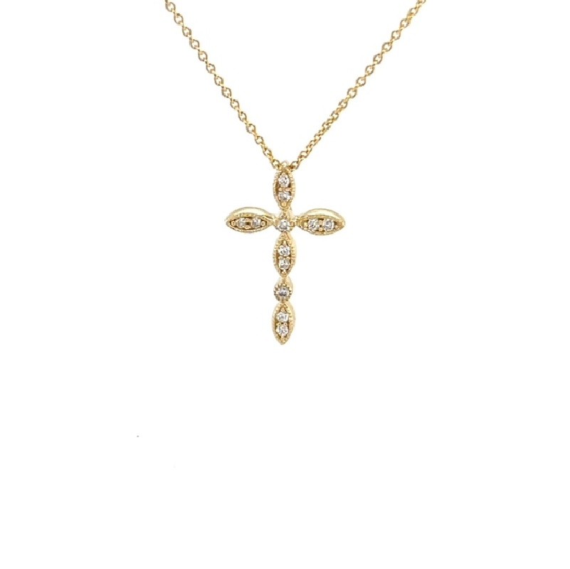 Stylized Diamond Cross in Yellow Gold