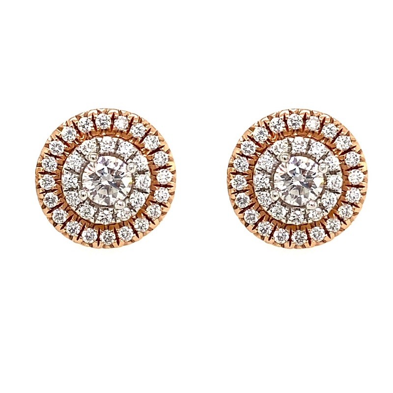 Diamond Earrings with Double Halo