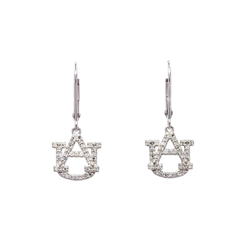Diamond Dangle AU Earrings in 14K White Gold