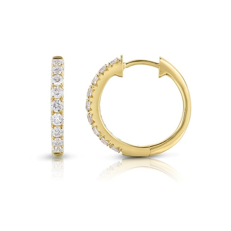 Yellow Gold Diamond Huggie Hoops