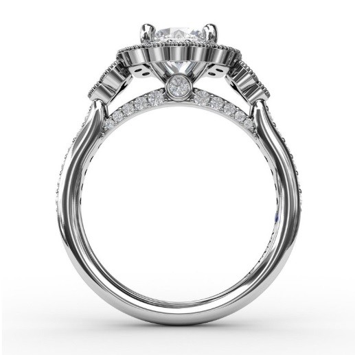 Fana Floral Halo with Diamond Accents Engagement Ring