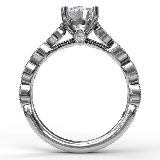 Fana Vintage Marquise Shaped Milgrain Engagement Ring