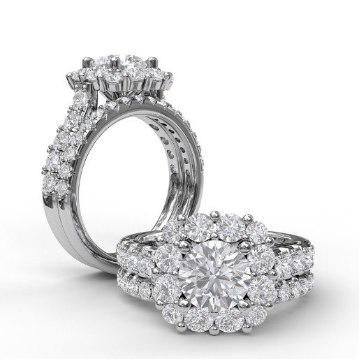 Fana Large Diamond Cushion Halo Engagement Ring