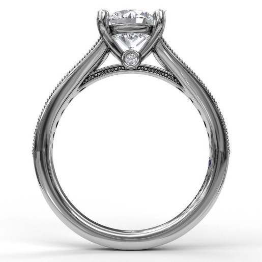 Fana Classic Diamond Engagement Ring with Detailed Milgrain Band