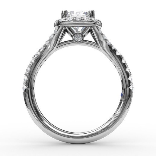Fana Classic Halo Engagement Ring with Subtle Split Band
