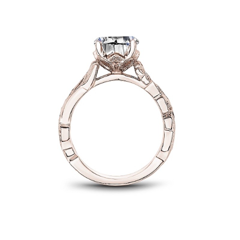Vintage Rose Gold  Engagement Ring With Milgrain