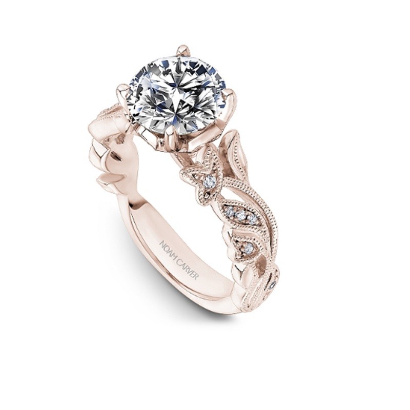 Vintage Rose Gold  Engagement Ring With Milgrain