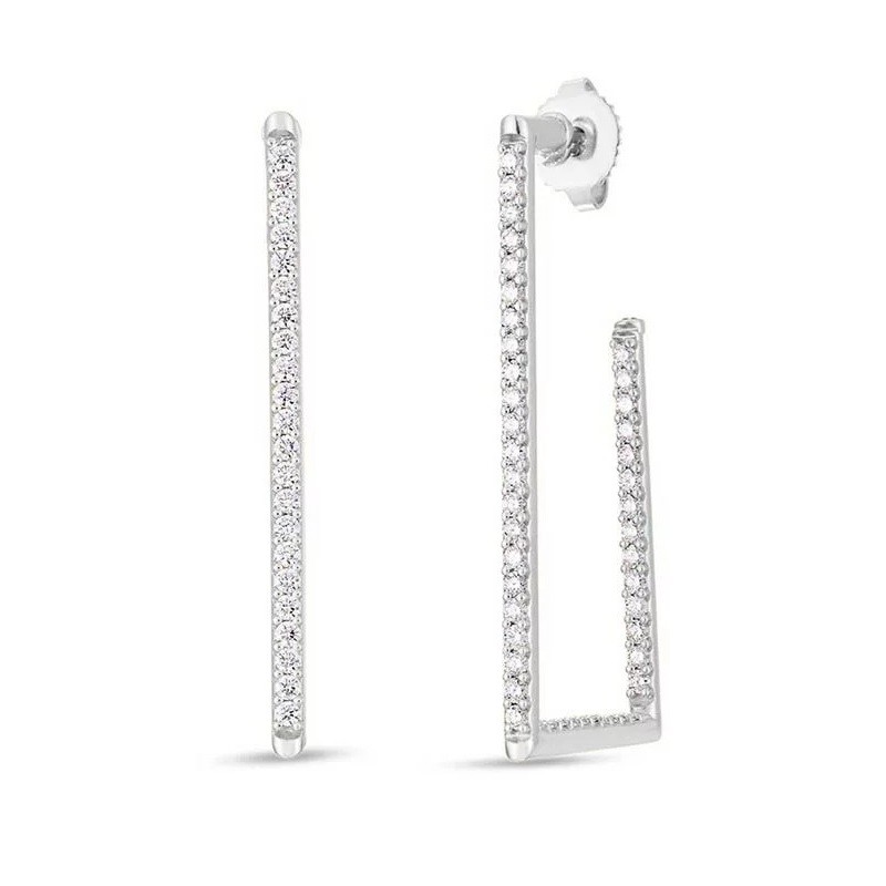 Roberto Coin 18K Small Rectangular Diamond Earrings
