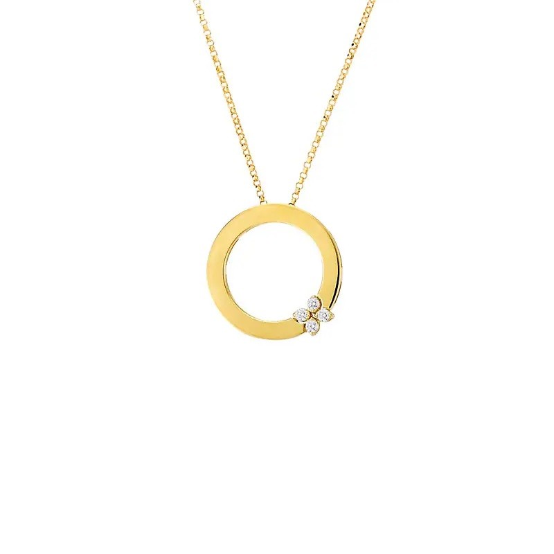 Roberto Coin 18K Love In Verona Circle Of Life Pendant With Diamond Flower