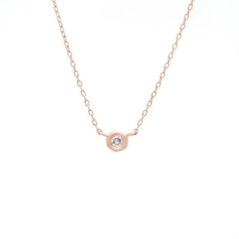 Small Diamond Bezel Necklace in Rose Gold