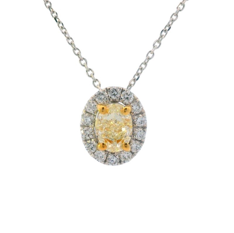 Natural Yellow Diamond Halo Pendant