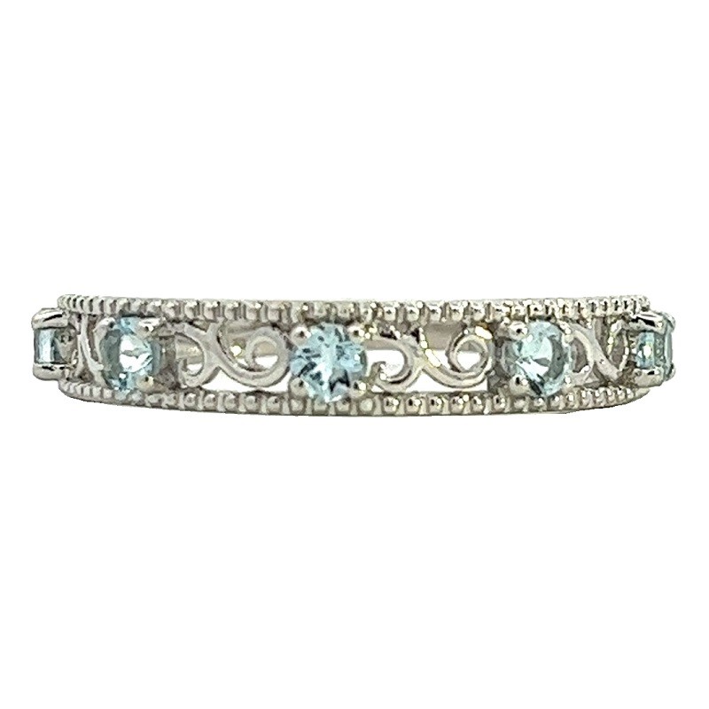14W Aquamarine Filigree Ring