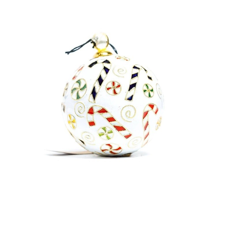Auburn Colorful Candy Canes Cloisonné Christmas Ornament