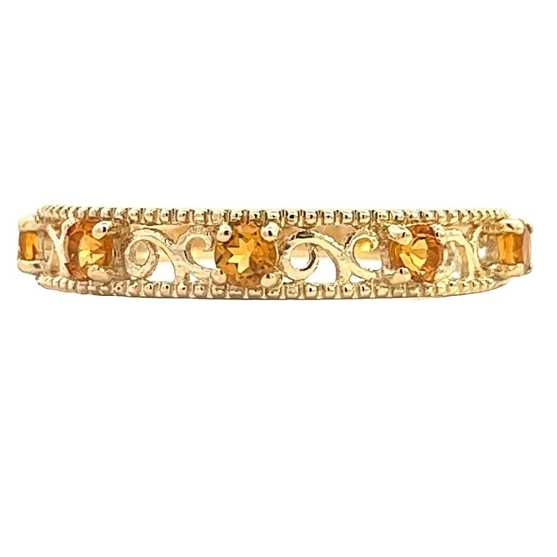 14Y Citrine Filigree Ring