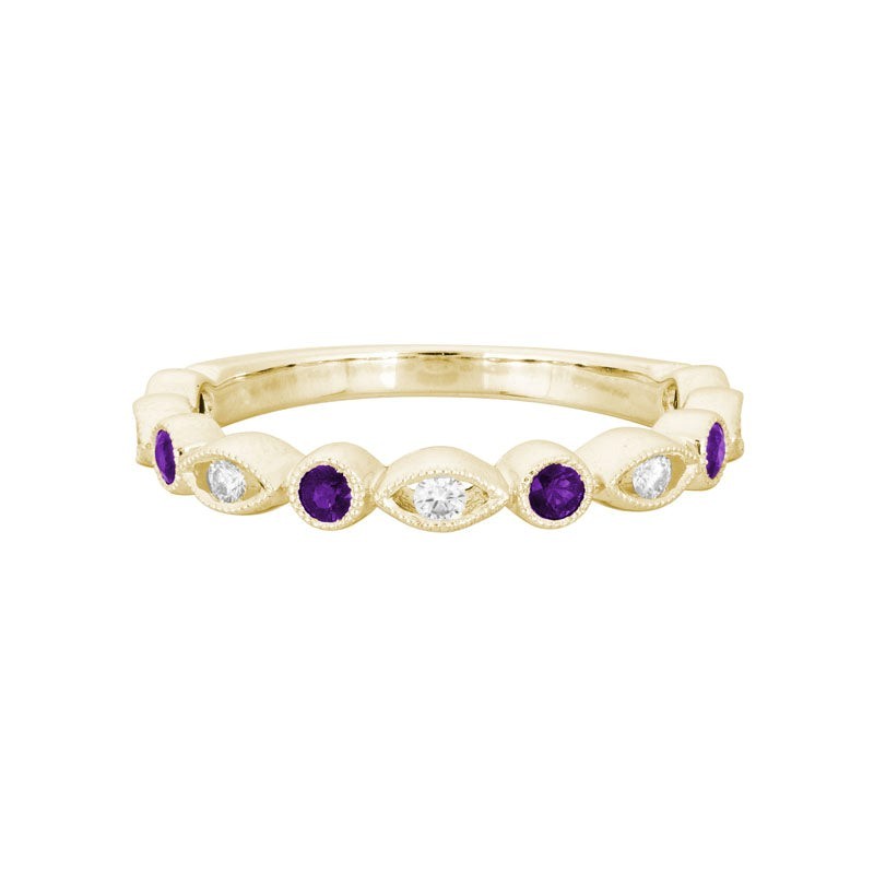Amethyst and Diamond Stacking Band