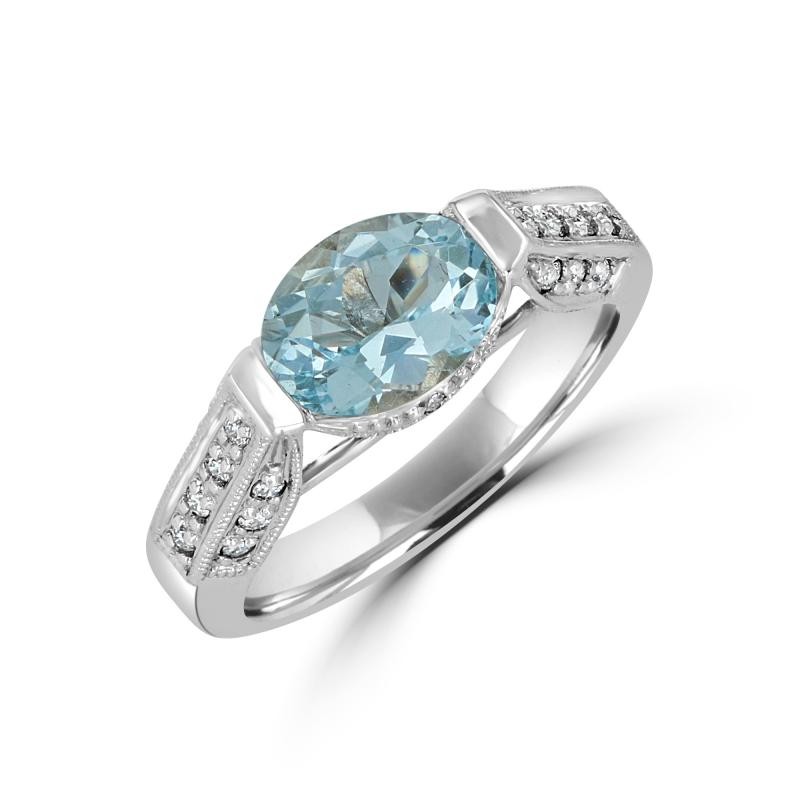 Oval Aquamarine and Diamond Ring